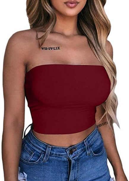 Misharen Women's Sexy Crop Top Sleeveless Stretchy Solid Strapless Tube Top
