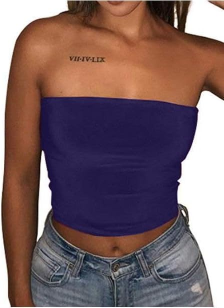 Misharen Women's Sexy Crop Top Sleeveless Stretchy Solid Strapless Tube Top