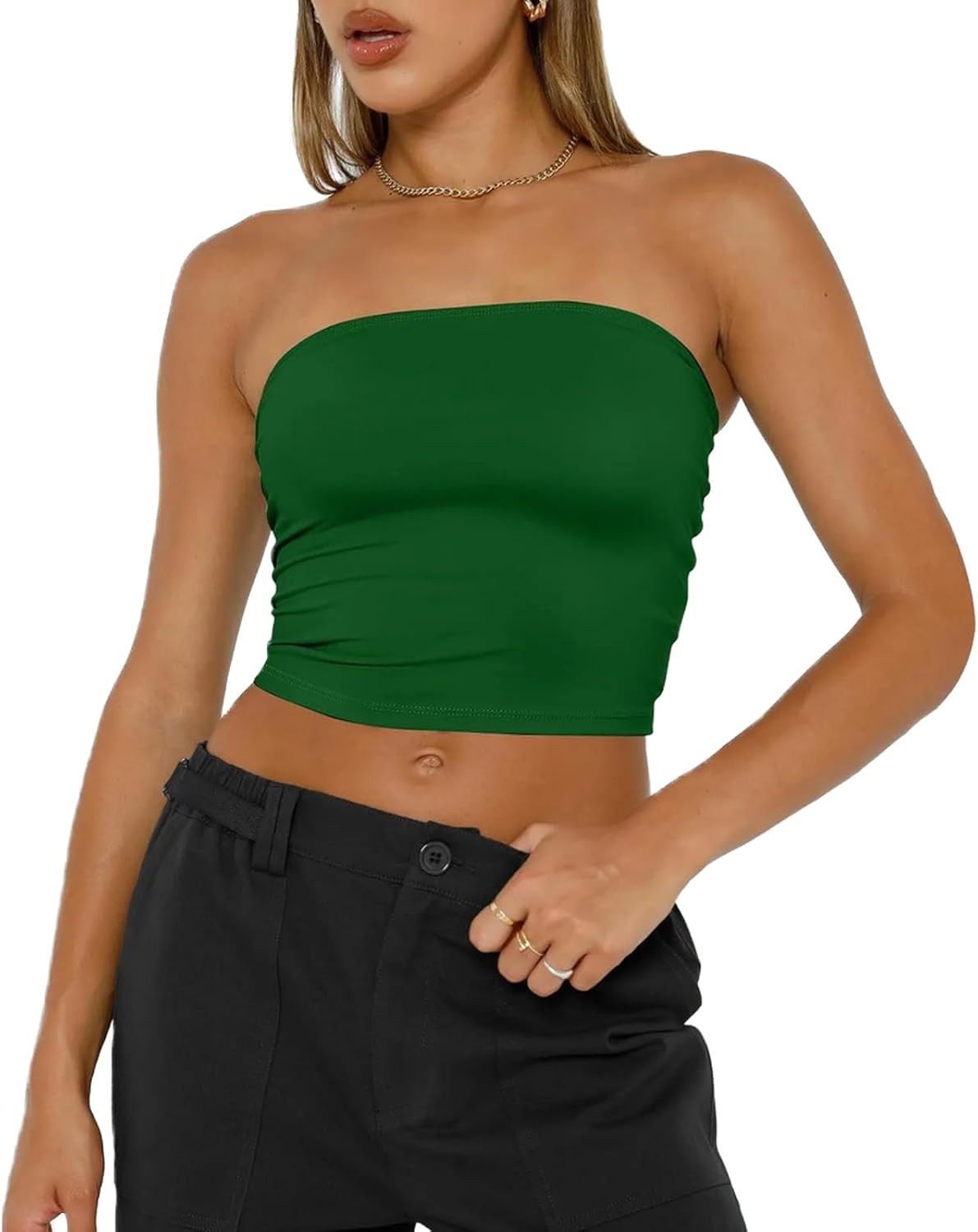 Misharen Women's Sexy Crop Top Sleeveless Stretchy Solid Strapless Tube Top